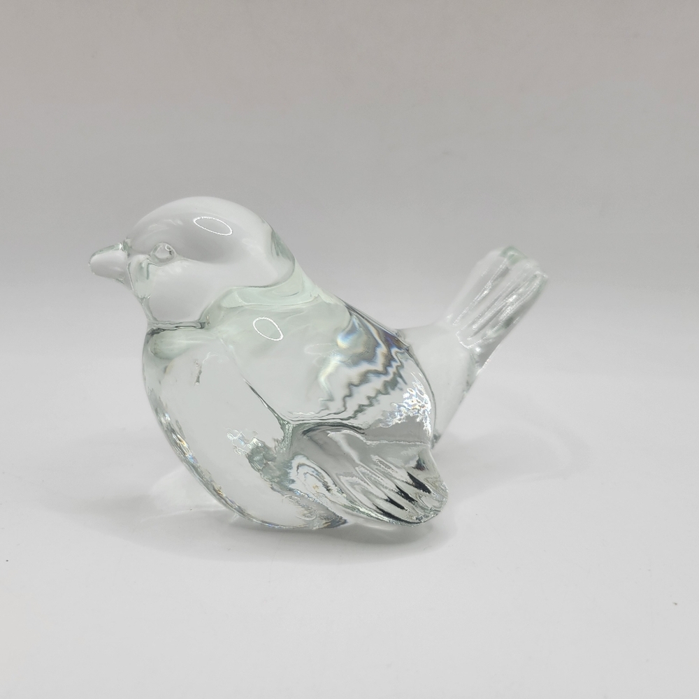 Fenton Clear Crystal Glass Sparrow Song Bird Figurine Paperweight
